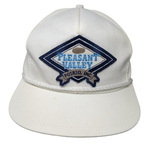 Pleasant Valley Potato Inc. Slideback Rope Hat White OS Adjustable Vintage USA - Picture 1 of 10